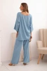 Women's set with viscose blouse with necklace and jeans pants blue