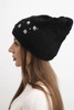 Women's winter wool hat with zirconia and pattern K455 mocha