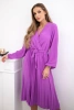 Dress tied with a pleated hem violet