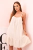 Women's muslin dress with straps and frill beige