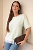 Women's short-sleeve sweater with lace mint