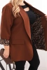 Plus Size women's blazer with chocolate leopard lining
