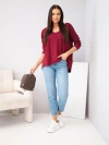 Dámská bavlněná oversize halenka s výstřihem do V a prodlouženým zadním dílem bordó