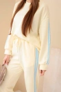 Women's viscose buttery set with side stripes yellow