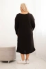 Plus Size women's oversized sweater dress with mohair and pocket brown