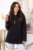 Tunic with a zipper on the hood Oversize black