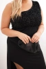 Dámska večerná šaty Plus Size na jedno rameno čierna