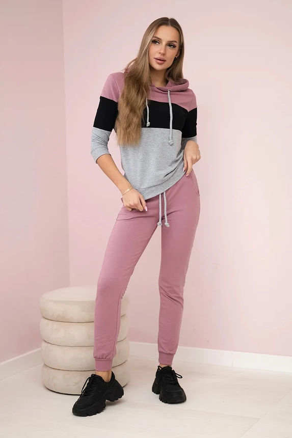 Set with colorful stripes dark pink+black