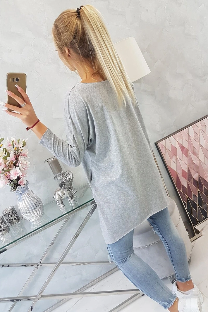 Oversize halenka s duhovým potiskem rtů šedá