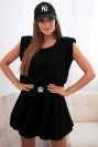 Butterfarbenes Damen-Set mit ärmelloser Bluse und Shorts mit weitem Bein schwarz