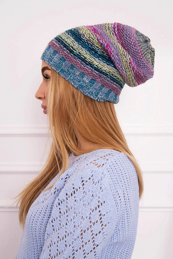 Fleecová čepice Krystyna K207 fuchsiová+modrá