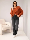 Women’s asymmetrical sweater with lace insert ginger