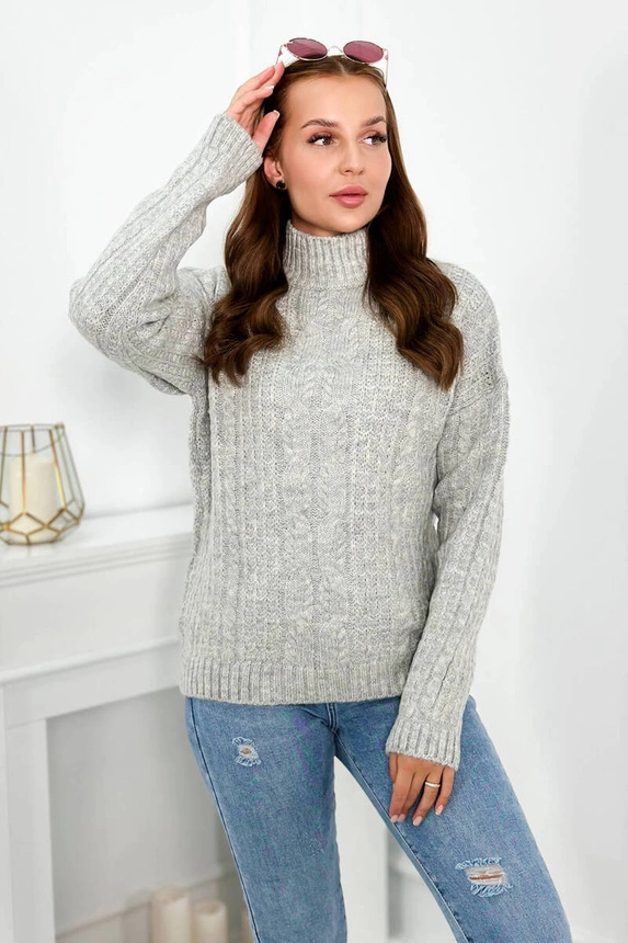 Pullover mit Rollkragen grau