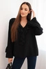 Women's viscose blouse with frills and long sleeves black
