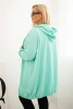 Damenpullover Plus Size aus Baumwolle mit Kapuze und Reißverschluss mintgrün
