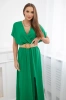 Long dress with a decorative belt green