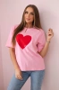 Cotton blouse with a heart print light pink
