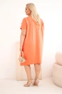 Sukienka damska Plus Size bawełniana z broszką i dekoltem koralowa