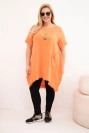 Women's cotton Plus Size dress with longer back and pocket orange