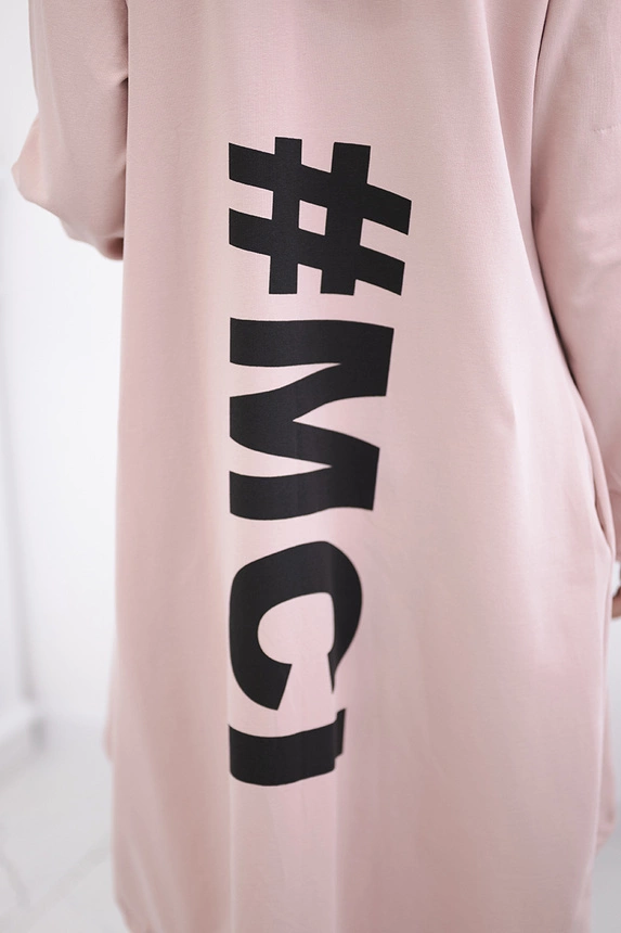 Pláštěnka oversize s potiskem tmavě pudrově růžová