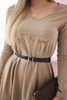 Dress with a decorative belt and an inscription camel