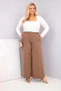 Dámske nohavice Plus Size so širokým strihom a vysokým pásom svetlé camelové