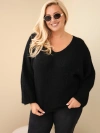 Women's Plus Size sweater with V-neck and wide sleeve black
