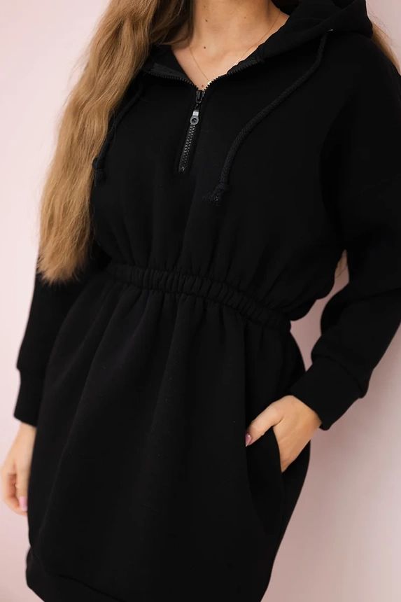 Insulated dress with a hood black