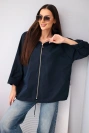 Damen Frühlingsjacke mit Kapuze und Kordelzug dunkelblau