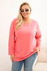 Dámska blúzka Plus Size bavlnená s okrúhlym výstrihom ružová