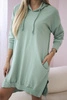 Dress with a hood and longer back dark mint