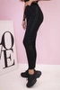 Women's sweatpants with stripes and a tie at the waist black