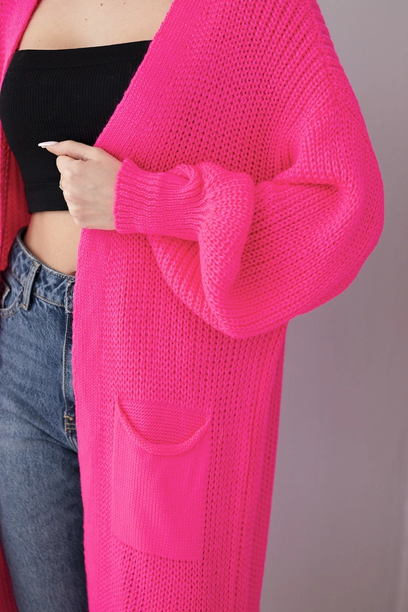 Sweater long cardigan pink neon