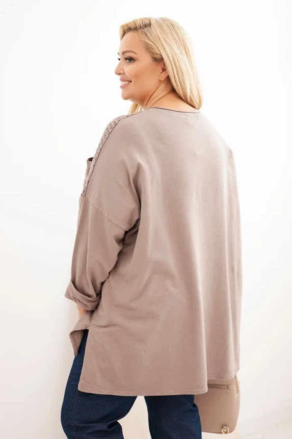 Plus Size women's cotton blouse with fango print color