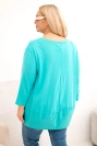 Dámská blůza Plus Size z bavlny s ozdobnými knoflíky a ohrnutými rukávy mátová
