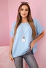 Muslin blouse with a necklace blue