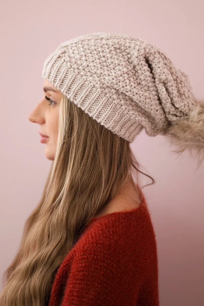 Cap with fleece Sandra K210 light beige