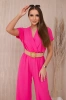 Overalls with a decorative belt at the waist pink