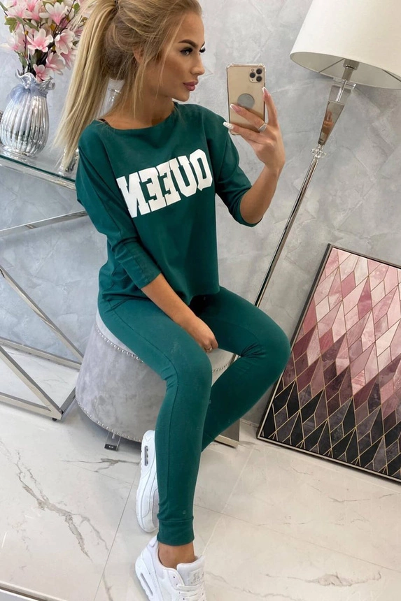 Sada s potlačou Queen tmavozelený