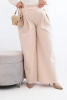 Damenhose Plus Size mit weitem Bein und Falten beige