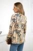 Printed cotton jacket with a button beige
