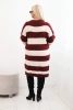 Plus Size women's sweater dress striped burgundy