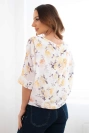 Damenbluse mit Blumenmuster und Bindeband am Saum gelb