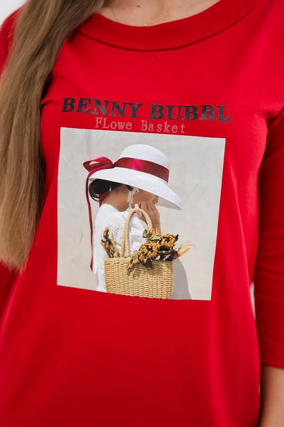 Dress with print Basket červená