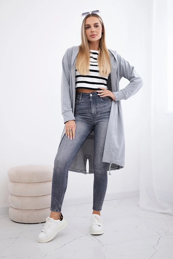 Cardigan with print oversize gray