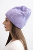 Women's winter hat with ears and ribbed knit K440 purple