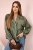 Cotton shirt blouse with hearts khaki