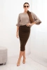 Women's viscose pencil skirt with elastic waistband brown