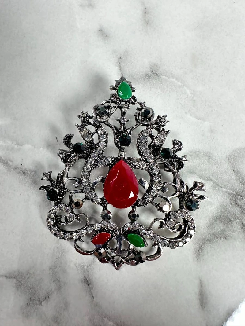 Brosche XZ459-191 silber + rot