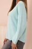 Women's sweater with viscose and a V-neck mint